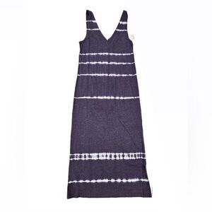 NWT‎ Splendid Blue White Tie Dye V-Neck Jersey Side Slit Midi Dress XS